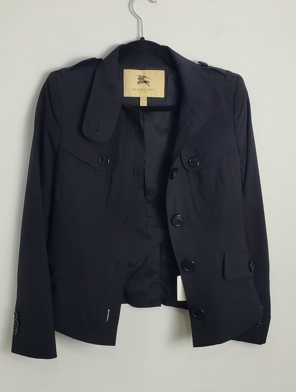 BURBERRY LONDON SLIM FIT BLACK Wool JACKET SIZE UK 4/  US 2 - Picture 3 of 16